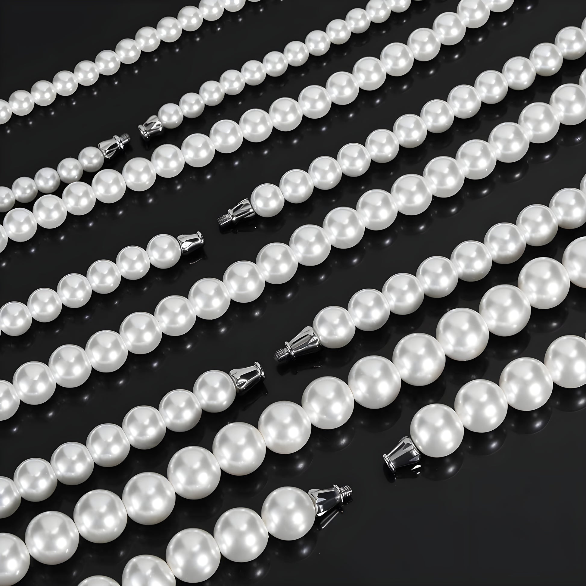 Regalia Graduated Pearl Strand – 6–12mm Cultured White Pearls | Artisanal Unisex Statement Necklace