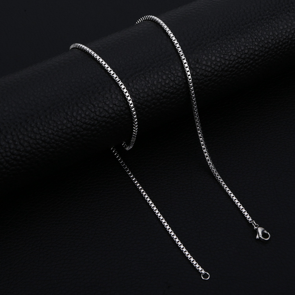Premium Stainless Steel Box Chain Necklace – Luxury Square Link in Gold, Silver & Black