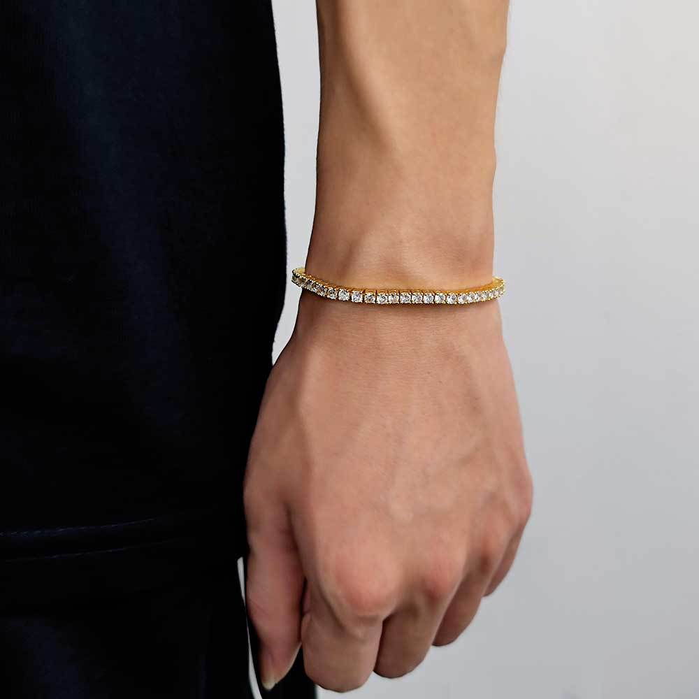 S925 Moissanite Tennis Bracelet – 3mm Precision-Cut Stones in 18K White, Yellow & Rose Gold | Contemporary Men’s Fine Jewelry