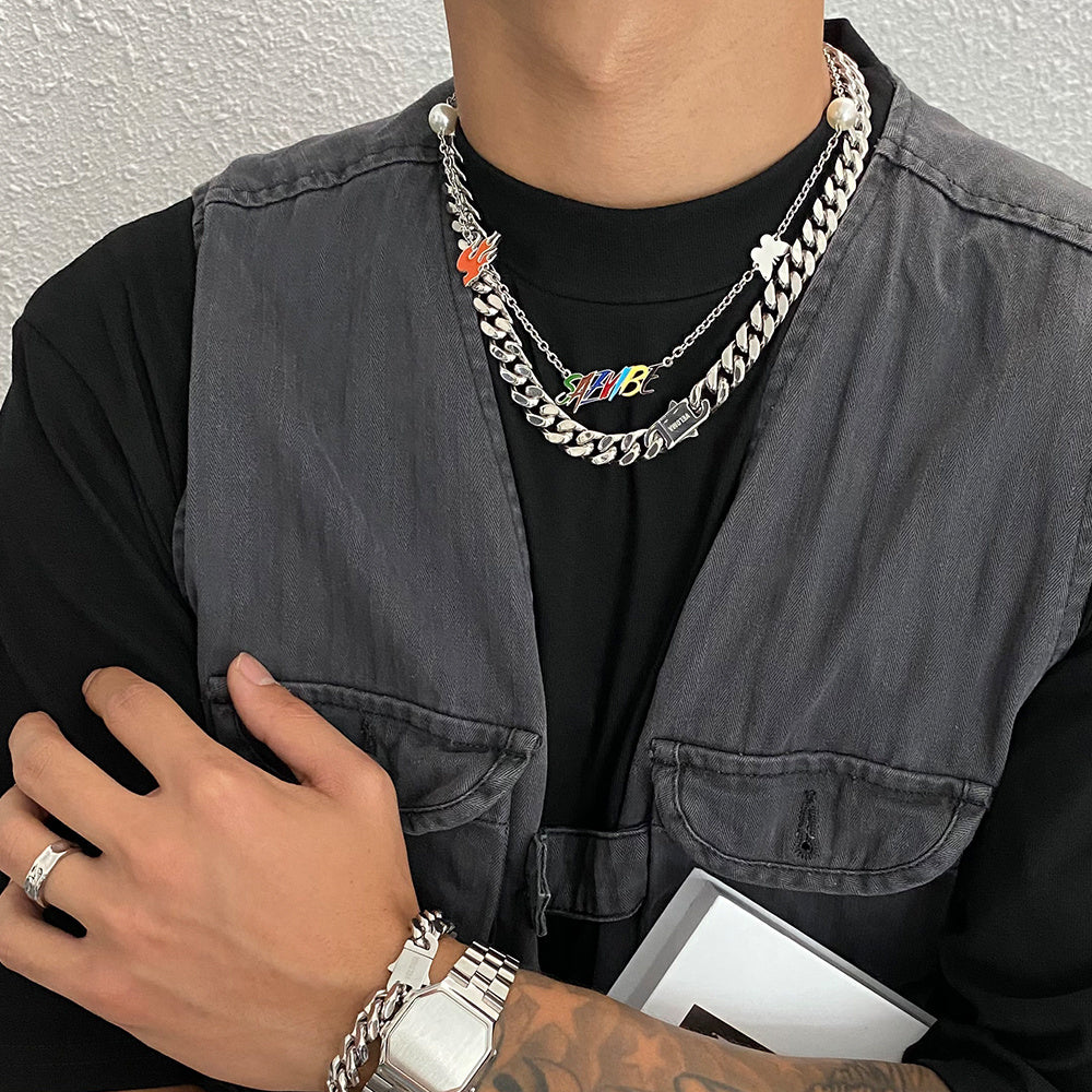 Titanium Steel Polished Thick Cuban Chain Necklace – Minimalist Statement Piece