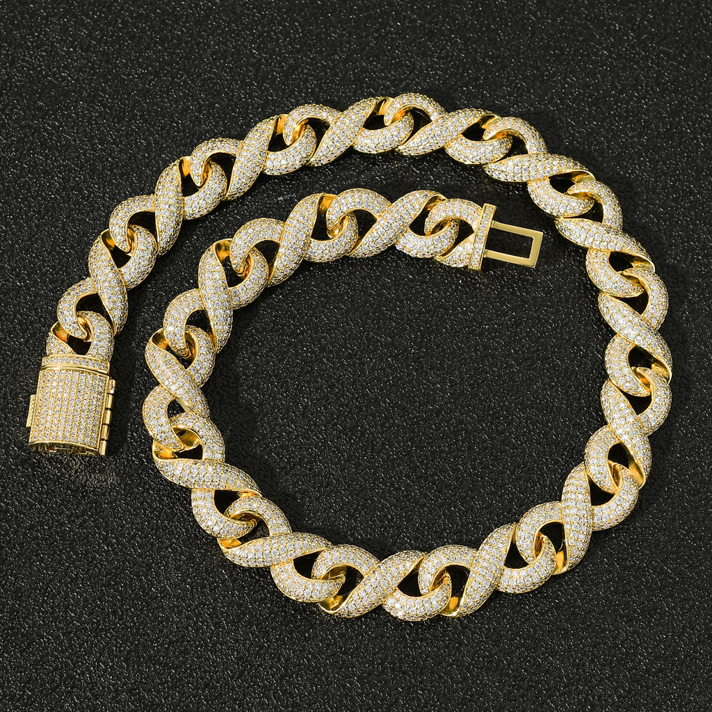 15mm Iced Cuban Link Chain – 5A+ Cubic Zirconia Statement Necklace with Real Gold Plating