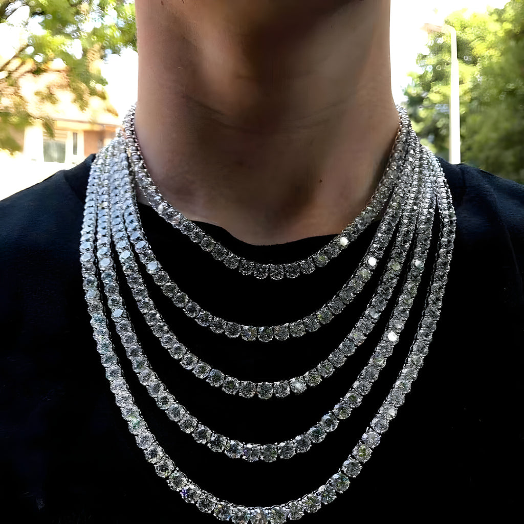 Iced Out Tennis Chain Necklace – Gold & Platinum Plated Zircon Statement Chain