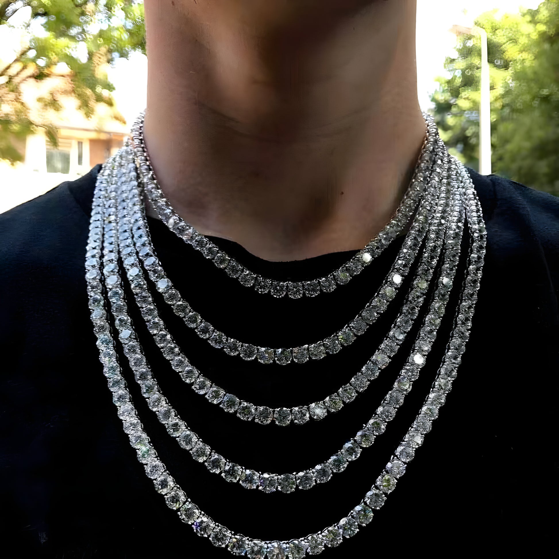 Iced Out Tennis Chain Necklace – Gold & Platinum Plated Zircon Statement Chain