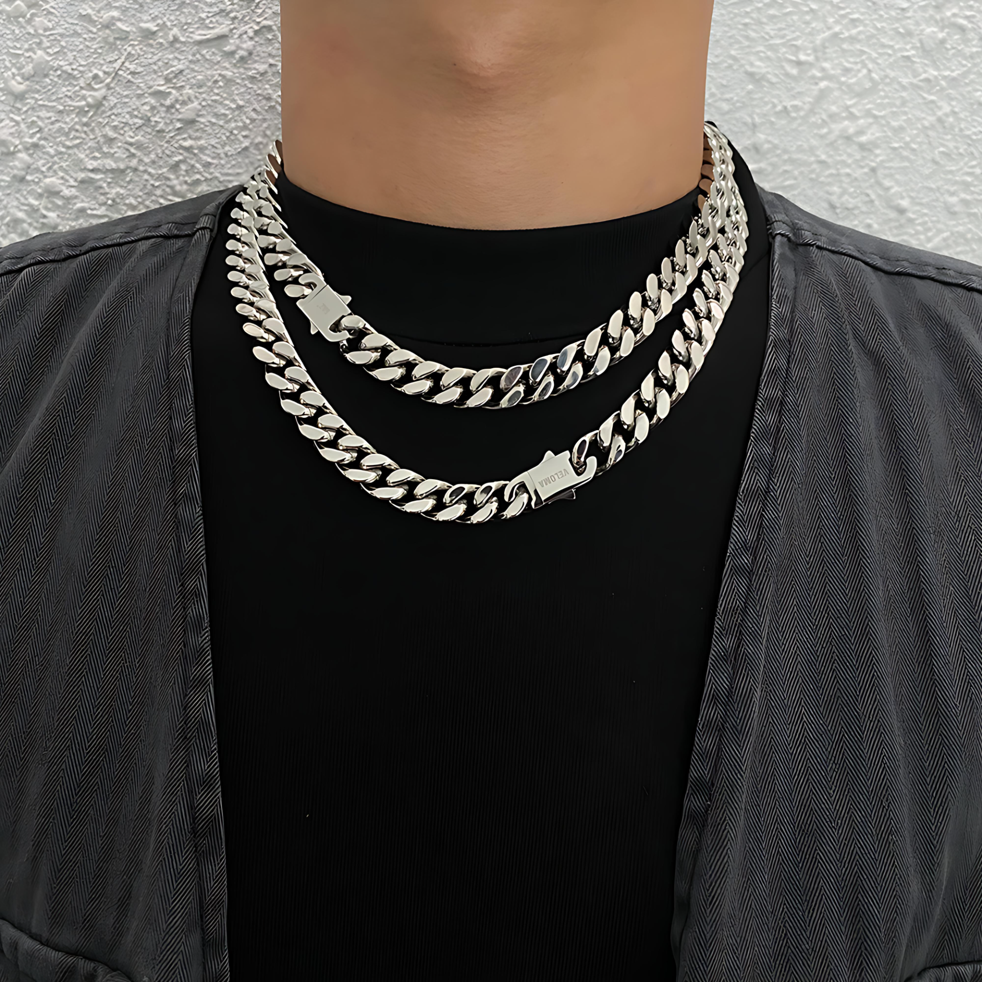 Titanium Steel Polished Thick Cuban Chain Necklace – Minimalist Statement Piece