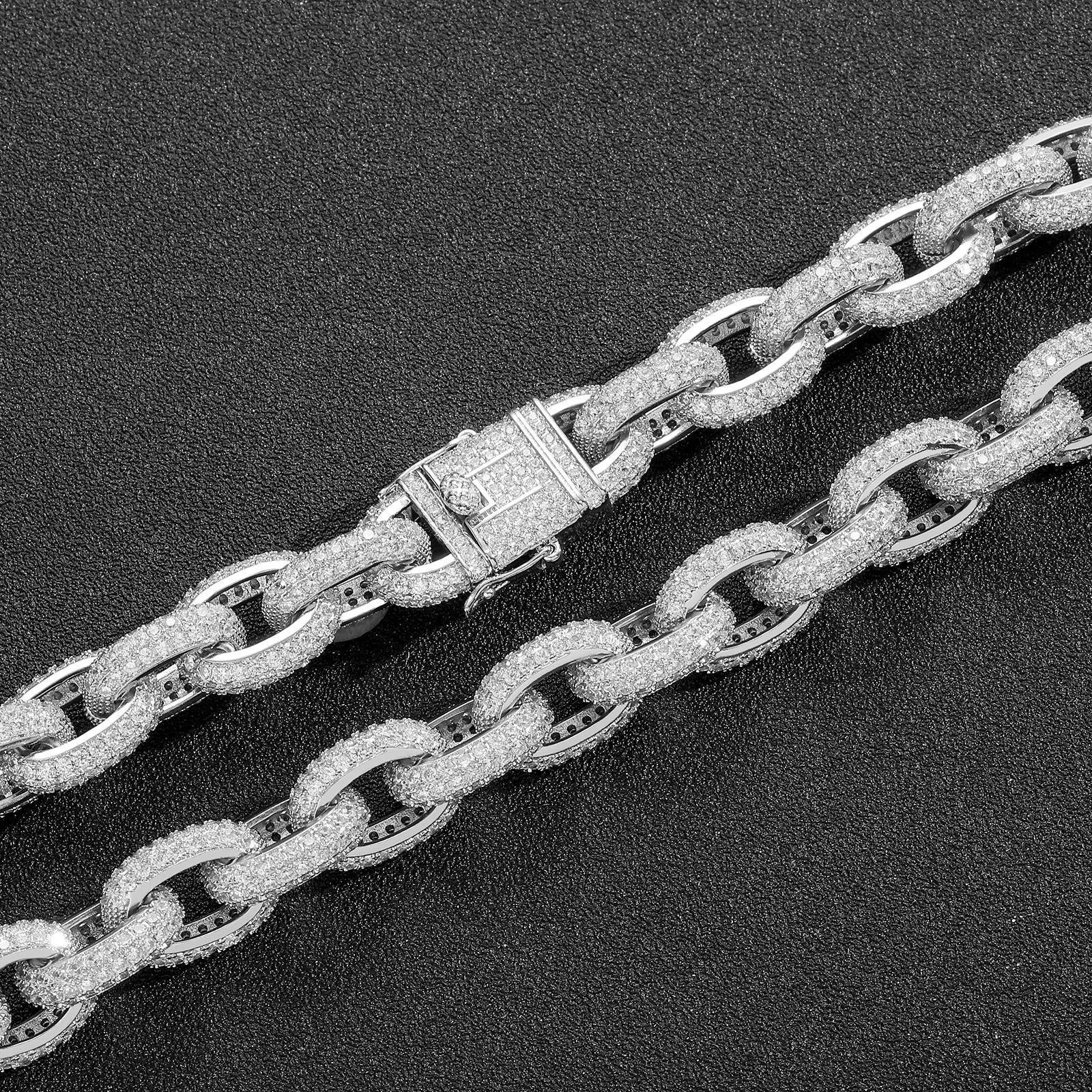 Luxury 12mm Zircon-Encrusted Cuban Link Bracelet – Gold & Silver Premium Edition