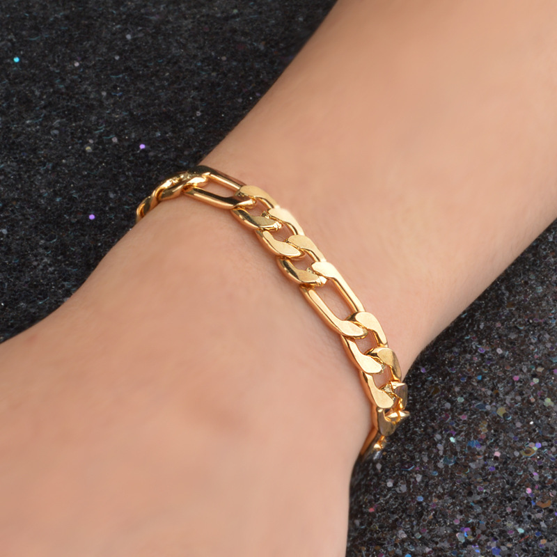 14K Gold-Plated Stainless Steel Figaro Bracelet – Refined Minimalist Chain for Men