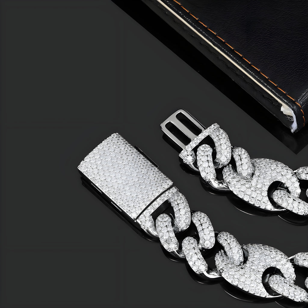 20mm Iced Cuban Link Chain Necklace & Bracelet – Heavyweight Hip Hop Statement Piece in Gold & Platinum Finish | Premium Zircon Detail