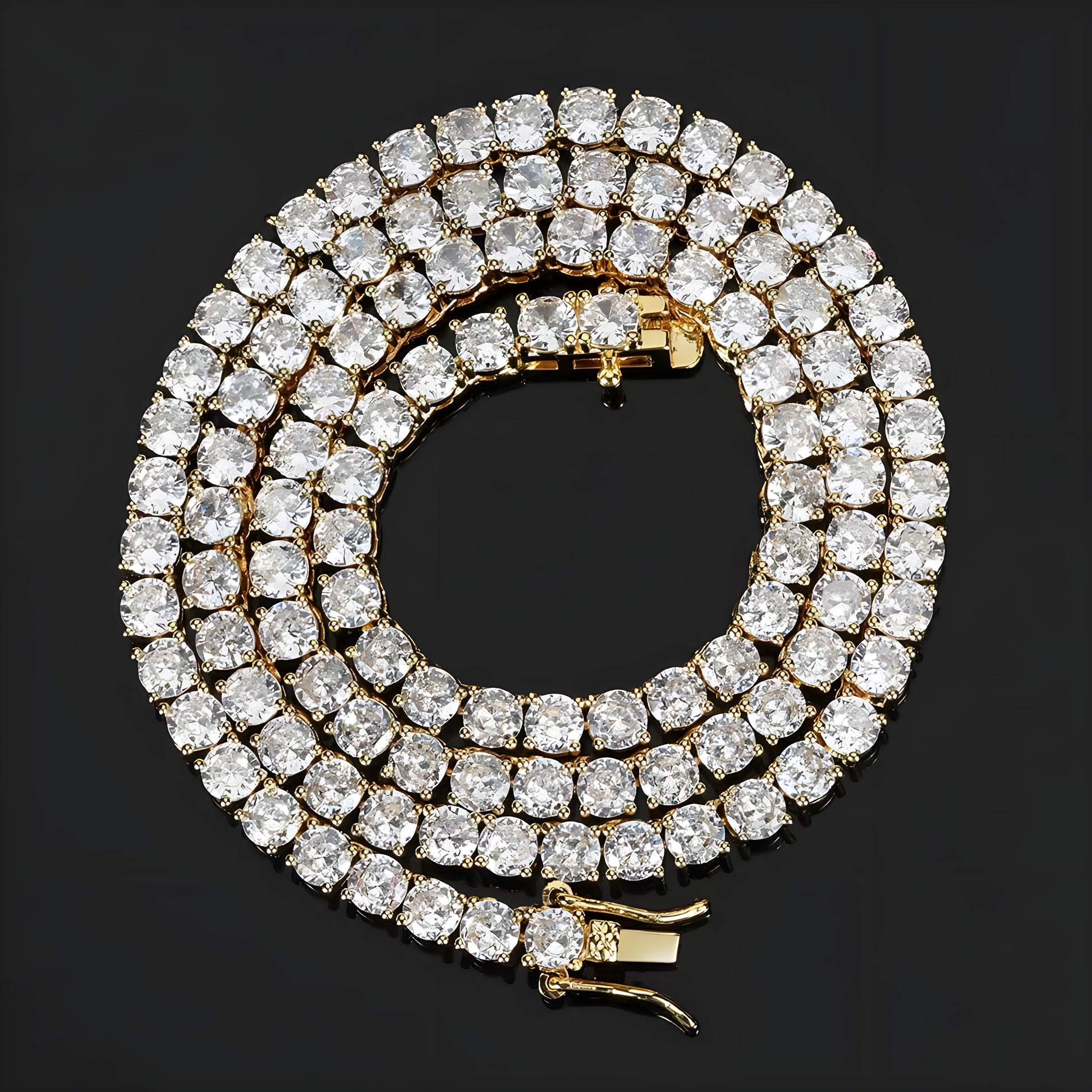 Iced Out Tennis Chain Necklace – Gold & Platinum Plated Zircon Statement Chain