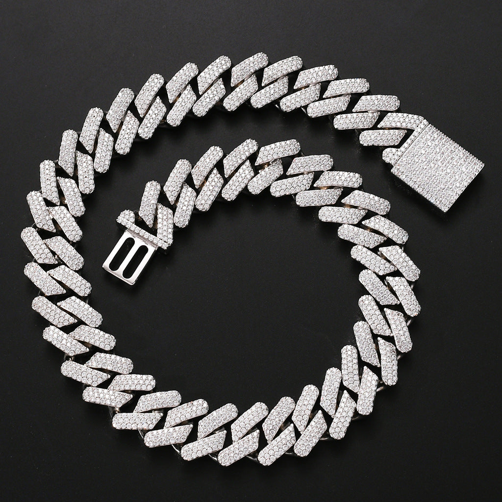 24K Gold-Plated Cuban Link Chain Necklace – Handset Micro Zircon Detailing – Statement Iced Out Luxury Piece