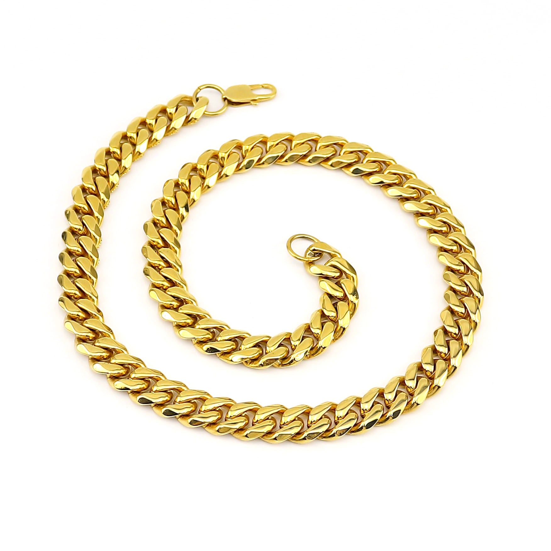 Luxury Stainless Steel Cuban Link Necklace – Polished Gold and Silver