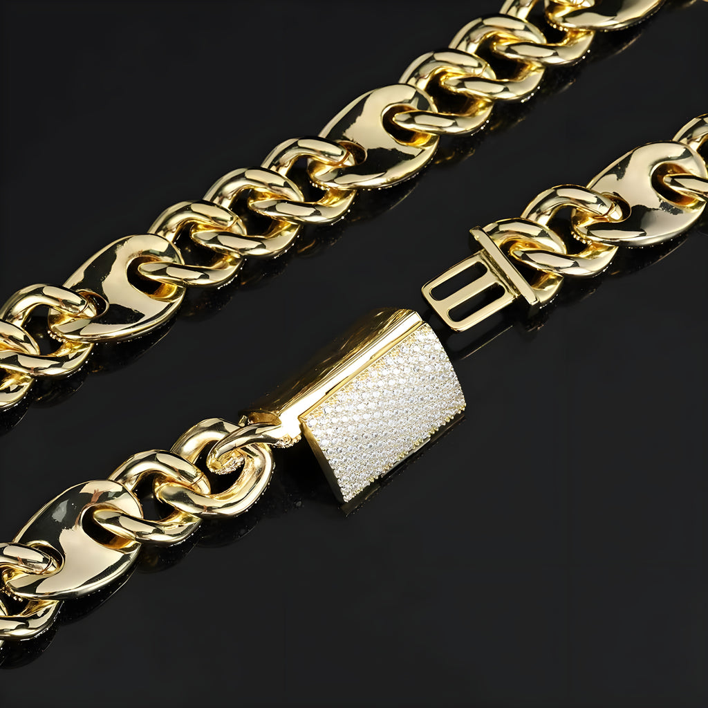 20mm Iced Cuban Link Chain Necklace & Bracelet – Heavyweight Hip Hop Statement Piece in Gold & Platinum Finish | Premium Zircon Detail