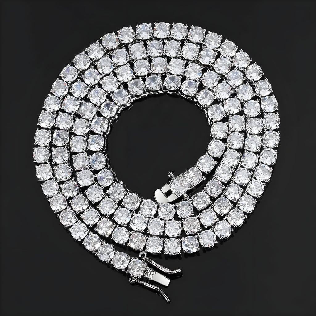Iced Out Tennis Chain Necklace – Gold & Platinum Plated Zircon Statement Chain