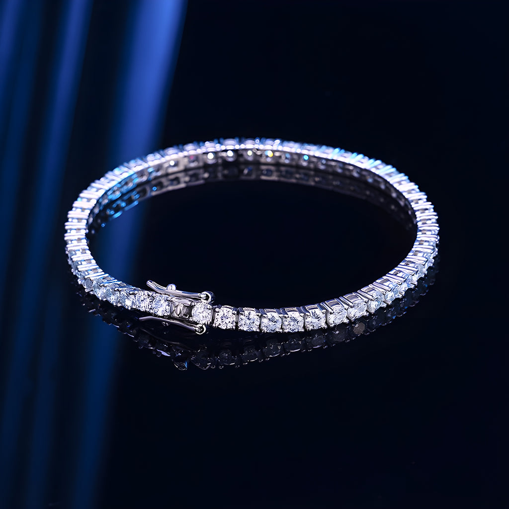 S925 Moissanite Tennis Bracelet – 3mm Precision-Cut Stones in 18K White, Yellow & Rose Gold | Contemporary Men’s Fine Jewelry