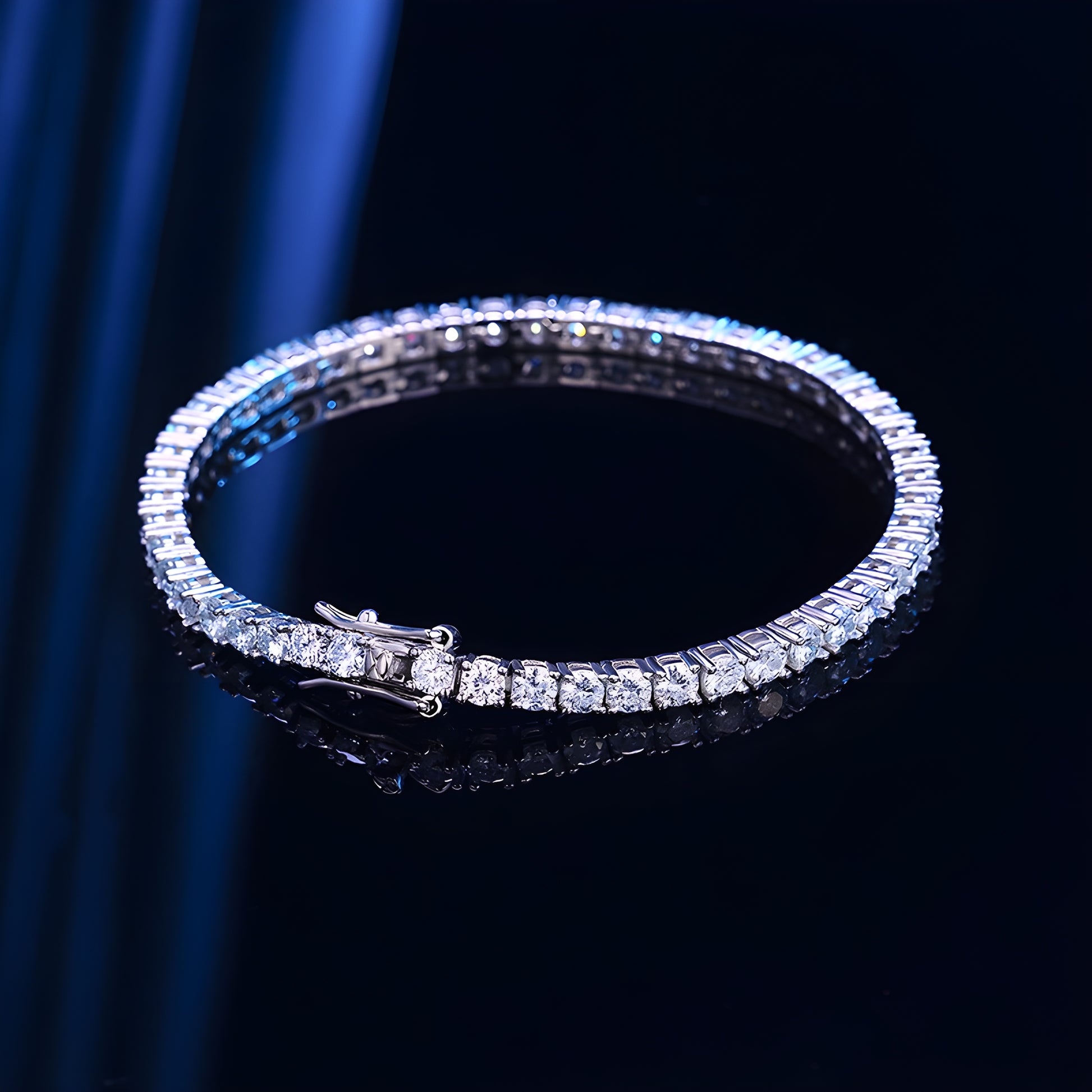 S925 Moissanite Tennis Bracelet – 3mm Precision-Cut Stones in 18K White, Yellow & Rose Gold | Contemporary Men’s Fine Jewelry