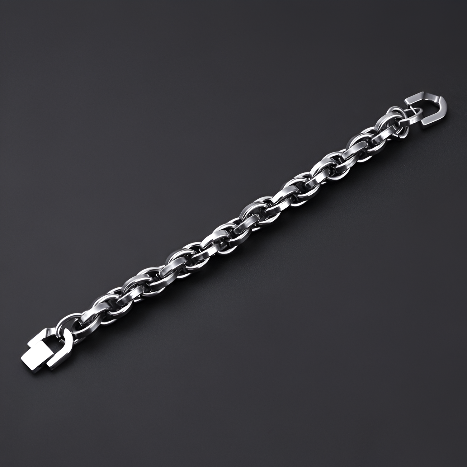 Titanium Steel Chain Link Men’s Bracelet – 11mm Thick Polished Chain