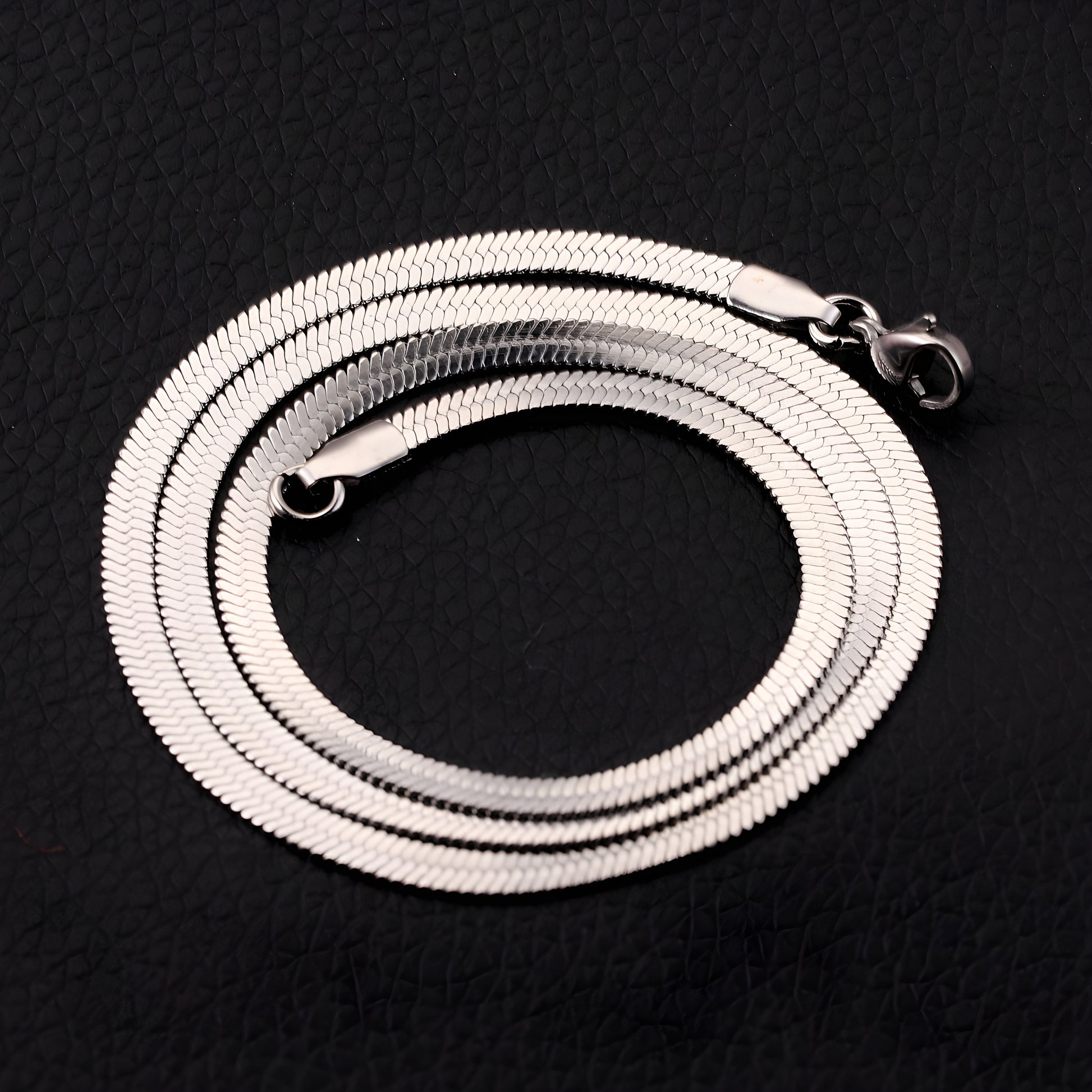 Sculpted Stainless Steel Flat Snake Chain – Precision-Crafted Minimalist Bracelet & Necklace Collection | 3mm–5mm Width, 16–60cm Lengths