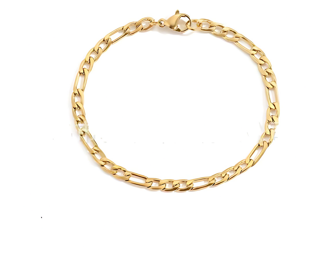 14K Gold-Plated Stainless Steel Figaro Bracelet – Refined Minimalist Chain for Men