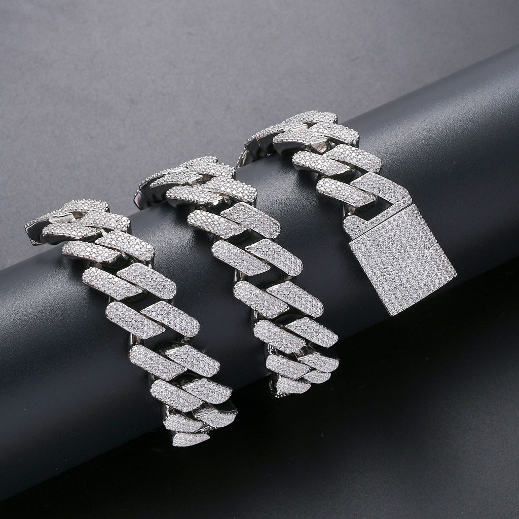 24K Gold-Plated Cuban Link Chain Necklace – Handset Micro Zircon Detailing – Statement Iced Out Luxury Piece