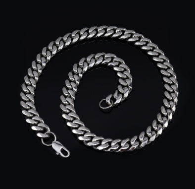 Luxury Stainless Steel Cuban Link Necklace – Polished Gold and Silver