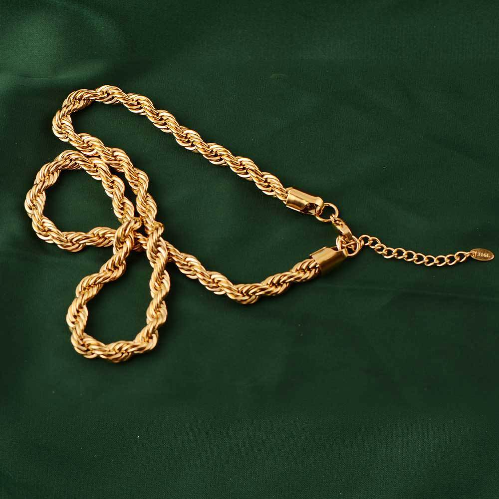 24K Gold Plated Luxury Rope Chain Necklace – Chunky Hip Hop Statement Piece
