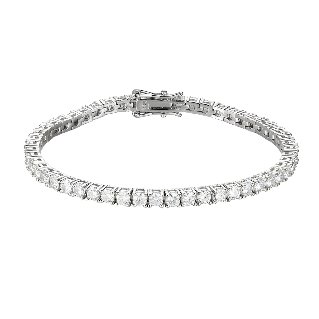 S925 Moissanite Tennis Bracelet – 3mm Precision-Cut Stones in 18K White, Yellow & Rose Gold | Contemporary Men’s Fine Jewelry