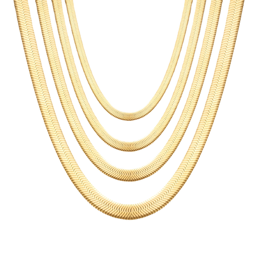 Sculpted Stainless Steel Flat Snake Chain – Precision-Crafted Minimalist Bracelet & Necklace Collection | 3mm–5mm Width, 16–60cm Lengths