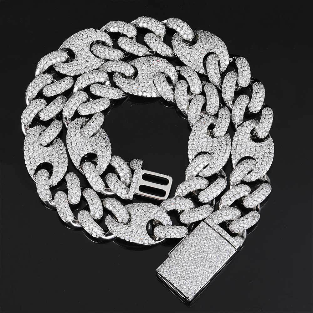 20mm Iced Cuban Link Chain Necklace & Bracelet – Heavyweight Hip Hop Statement Piece in Gold & Platinum Finish | Premium Zircon Detail