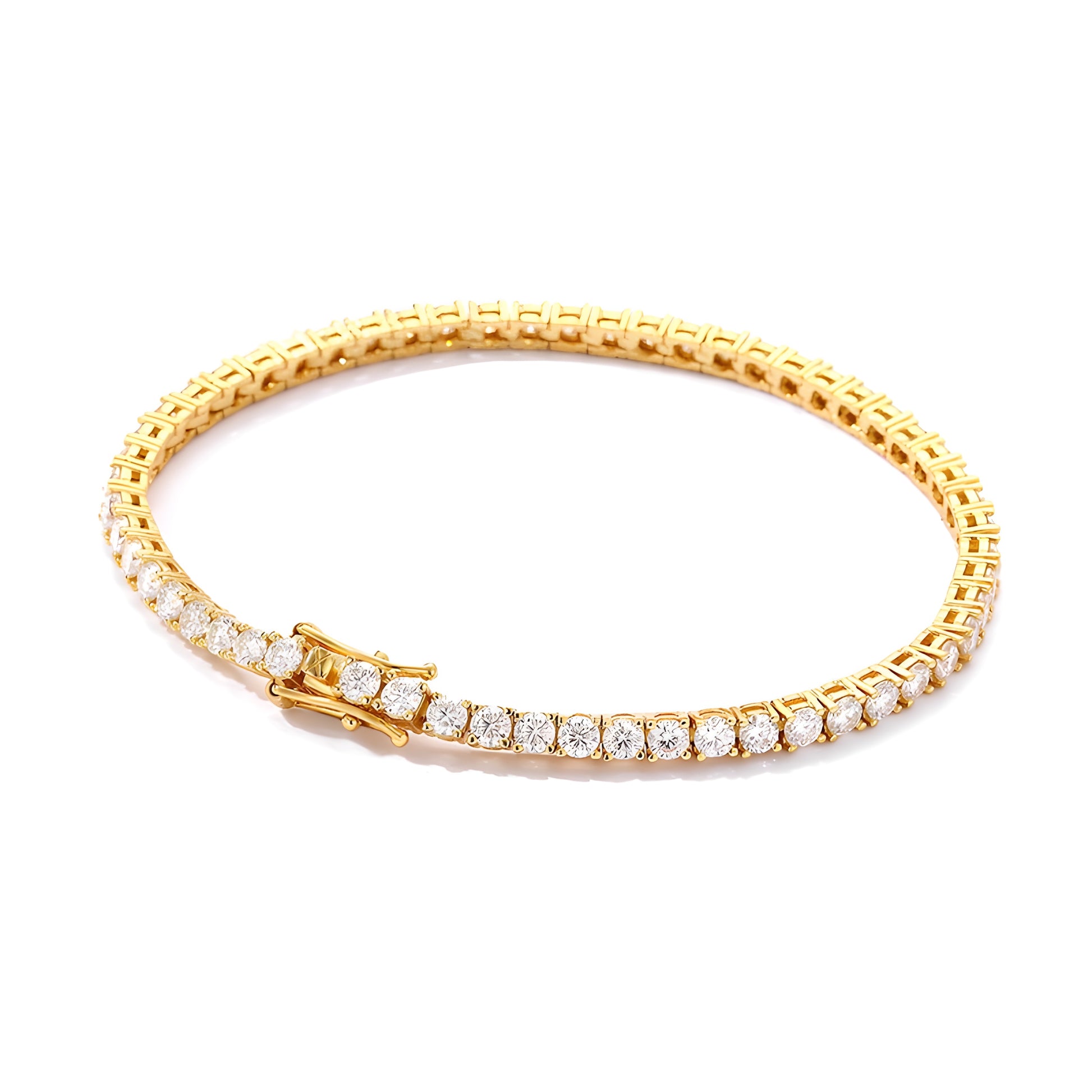 S925 Moissanite Tennis Bracelet – 3mm Precision-Cut Stones in 18K White, Yellow & Rose Gold | Contemporary Men’s Fine Jewelry