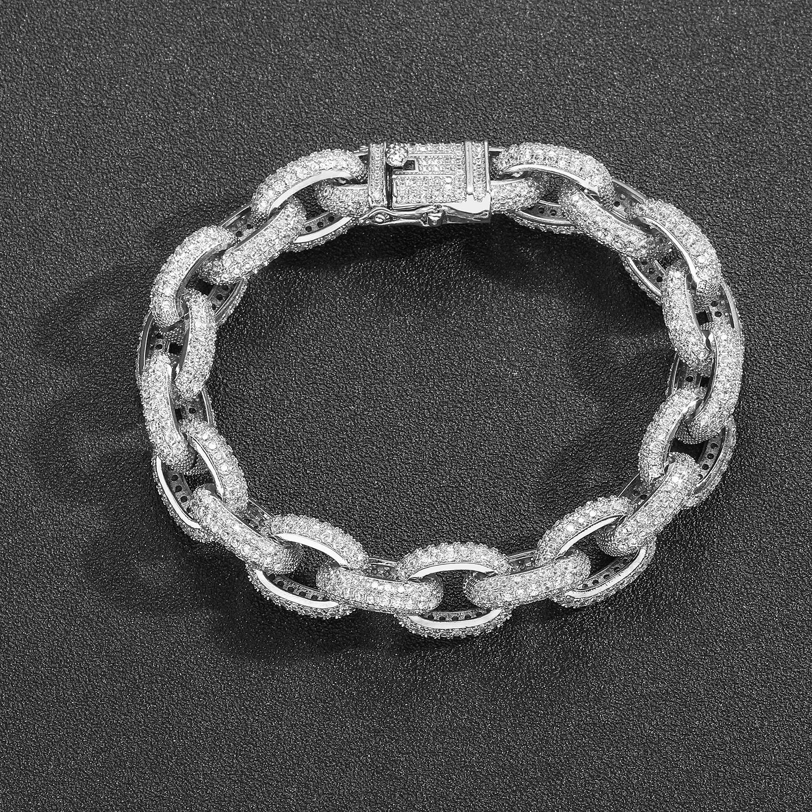 Luxury 12mm Zircon-Encrusted Cuban Link Bracelet – Gold & Silver Premium Edition