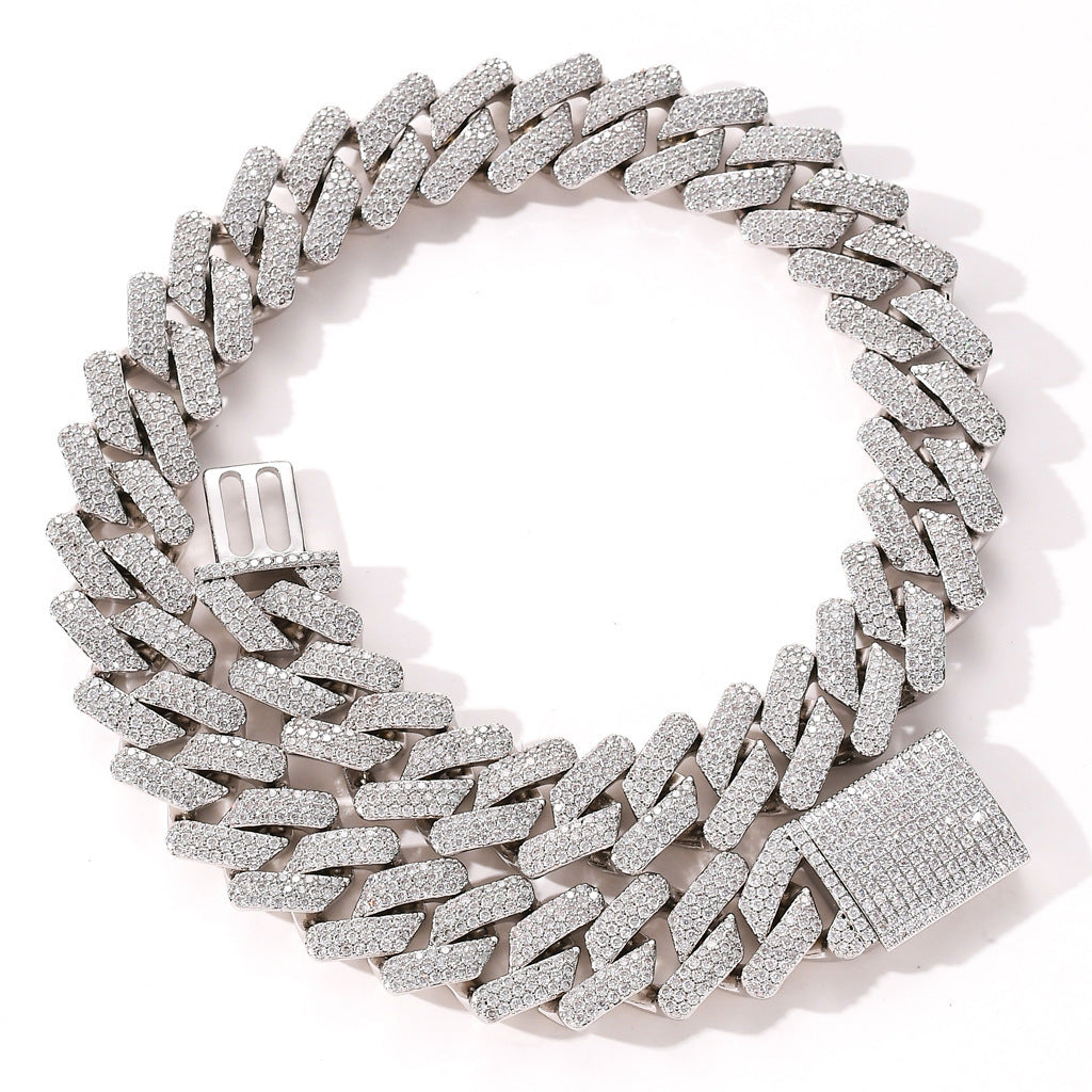 24K Gold-Plated Cuban Link Chain Necklace – Handset Micro Zircon Detailing – Statement Iced Out Luxury Piece