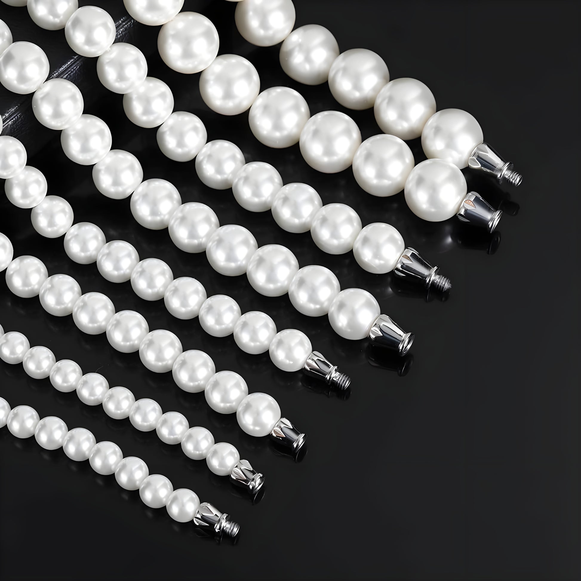 Regalia Graduated Pearl Strand – 6–12mm Cultured White Pearls | Artisanal Unisex Statement Necklace