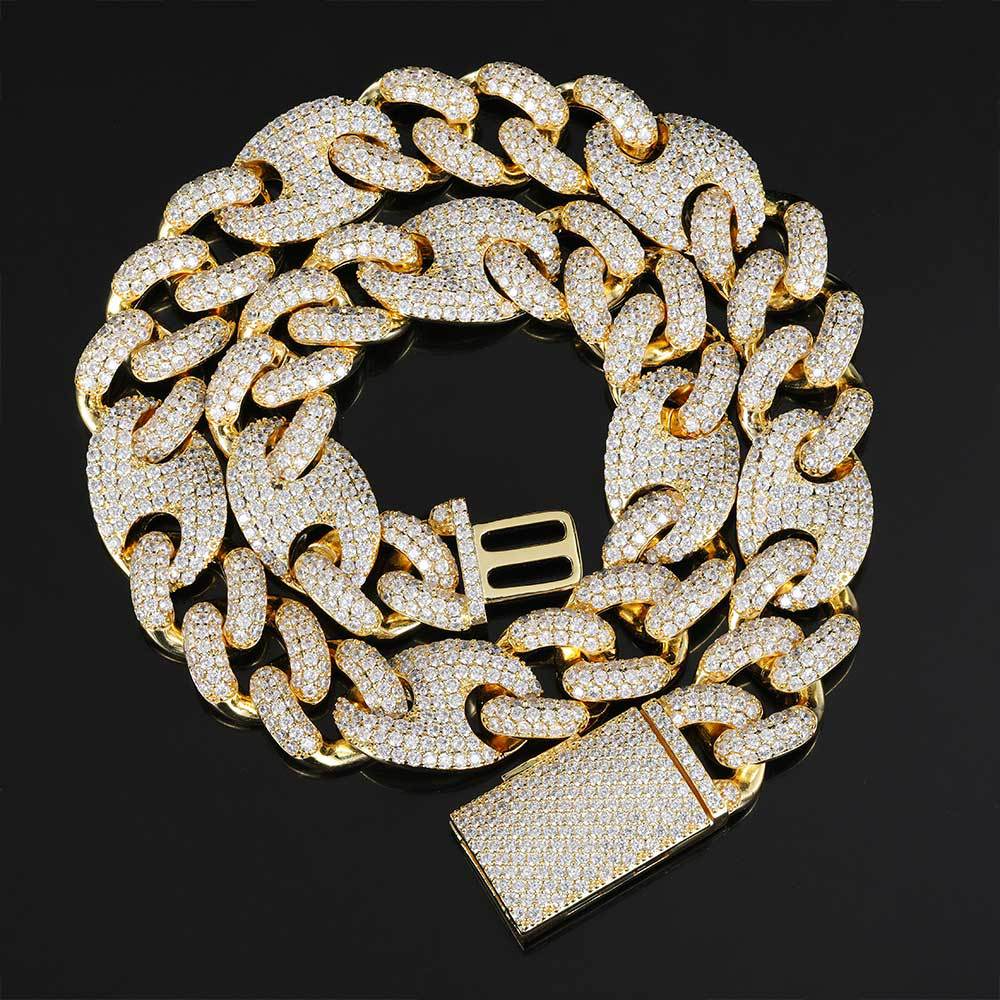 20mm Iced Cuban Link Chain Necklace & Bracelet – Heavyweight Hip Hop Statement Piece in Gold & Platinum Finish | Premium Zircon Detail