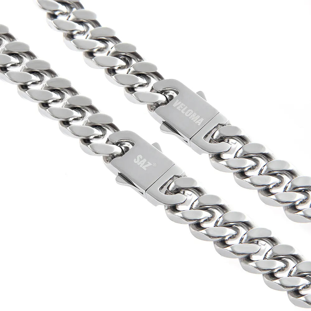 Titanium Steel Polished Thick Cuban Chain Necklace – Minimalist Statement Piece