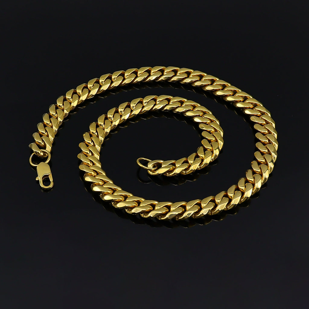 Luxury Stainless Steel Cuban Link Necklace – Polished Gold and Silver