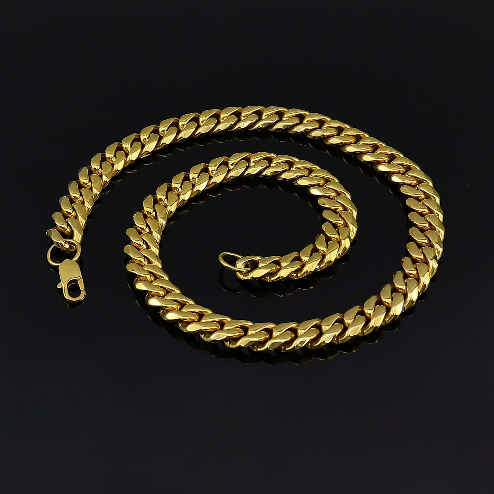 Luxury Stainless Steel Cuban Link Necklace – Polished Gold and Silver
