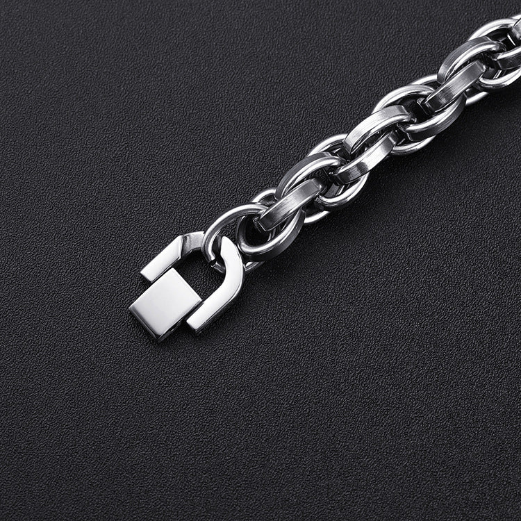Titanium Steel Chain Link Men’s Bracelet – 11mm Thick Polished Chain