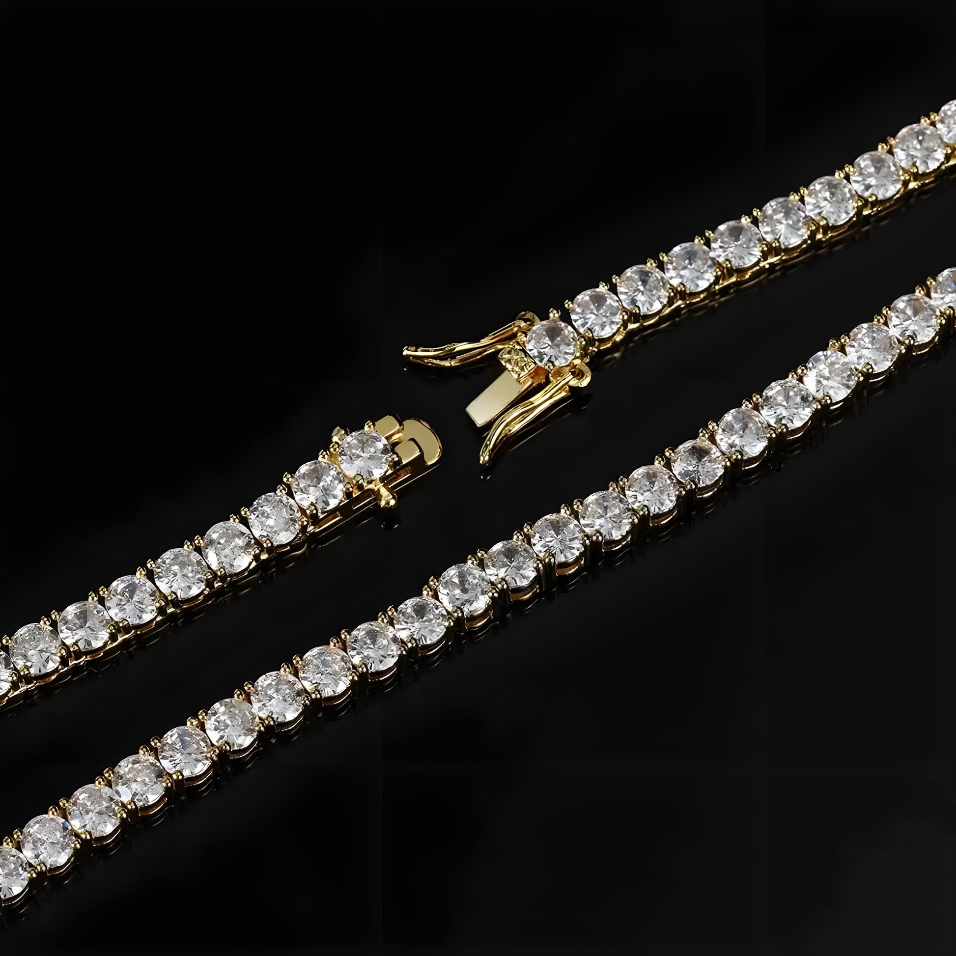 Iced Out Tennis Chain Necklace – Gold & Platinum Plated Zircon Statement Chain