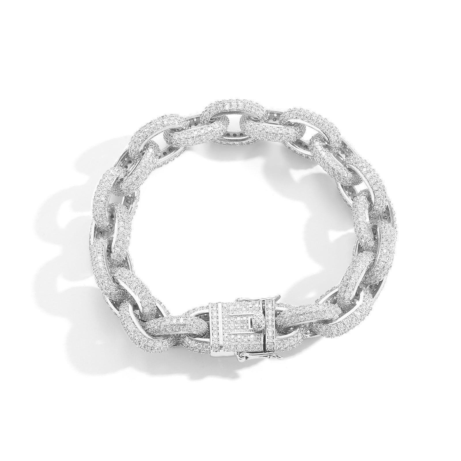 Luxury 12mm Zircon-Encrusted Cuban Link Bracelet – Gold & Silver Premium Edition